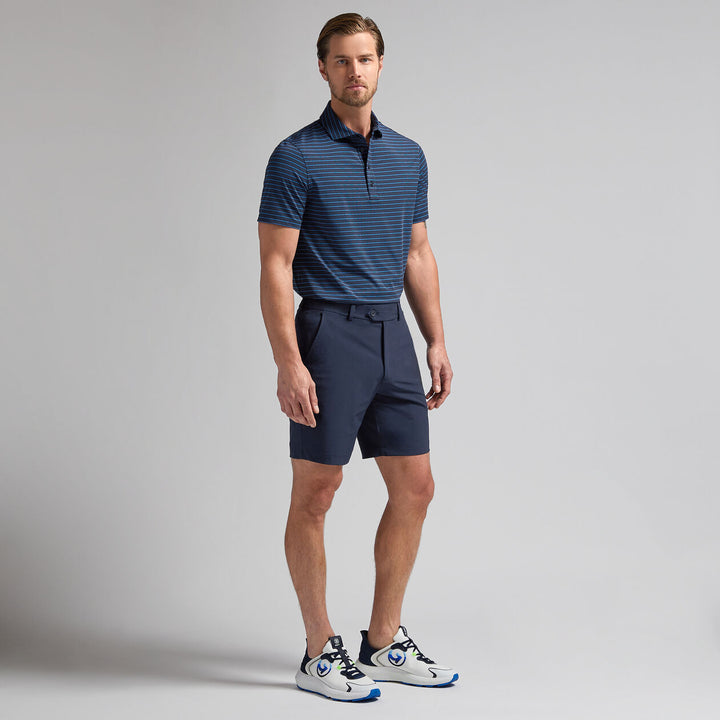 G/FORE MENS PENCIL STRIPE TECH JERSEY POLO - TWILIGHT