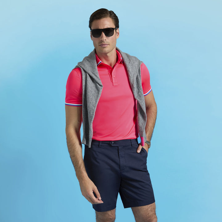 G/FORE MEN'S G/TAB ESSENTIAL TECH JERSEY BANDED SLEEVE POLO - BIRDIE