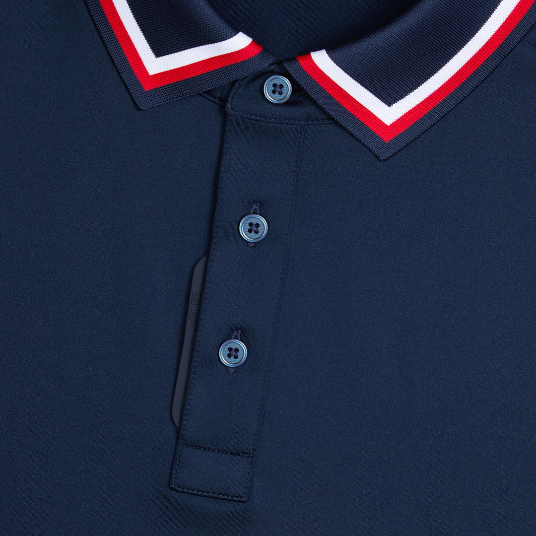 G/FORE MEN'S G/TAB ESSENTIAL TECH JERSEY BANDED SLEEVE POLO - TWILIGHT