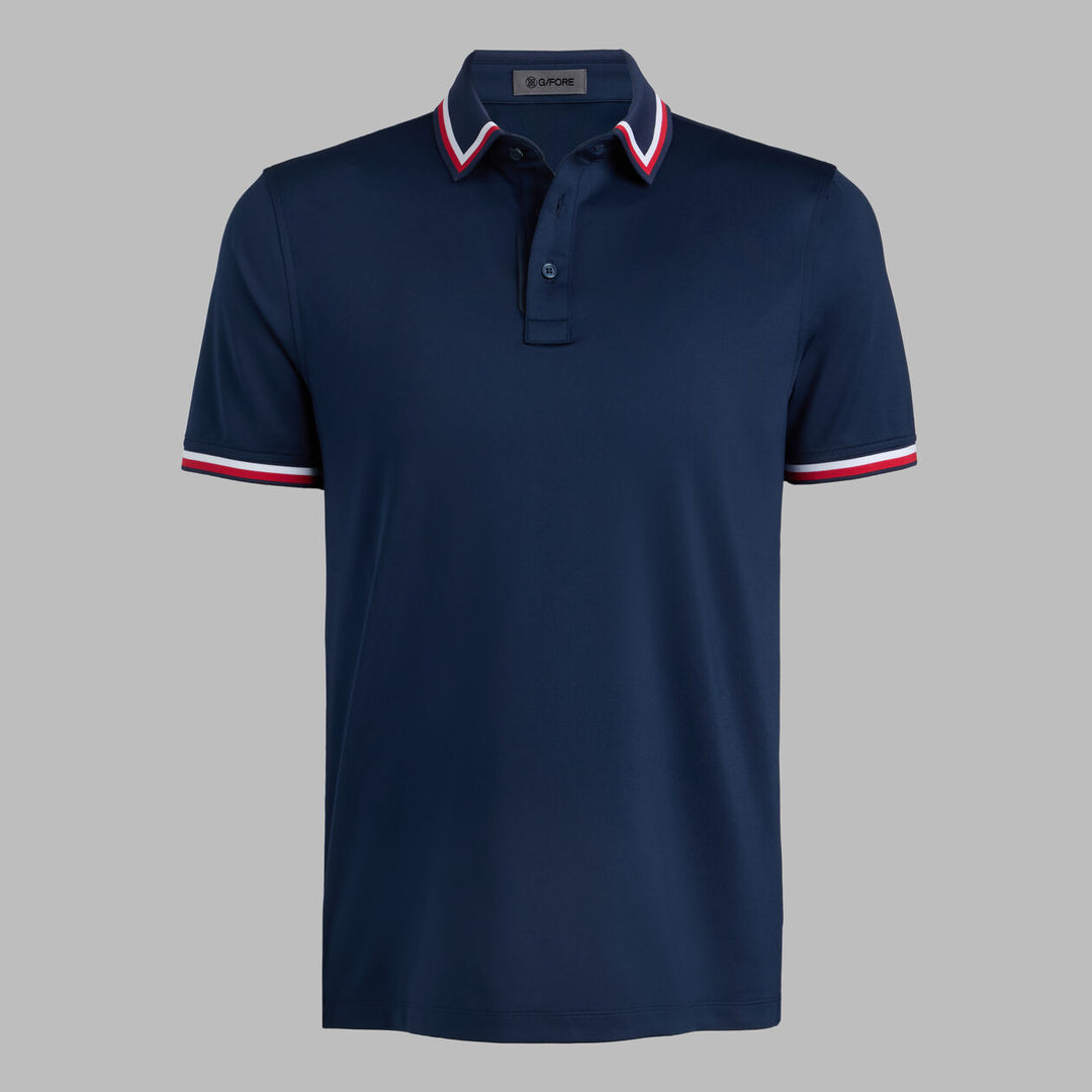 G/FORE MEN'S G/TAB ESSENTIAL TECH JERSEY BANDED SLEEVE POLO - TWILIGHT