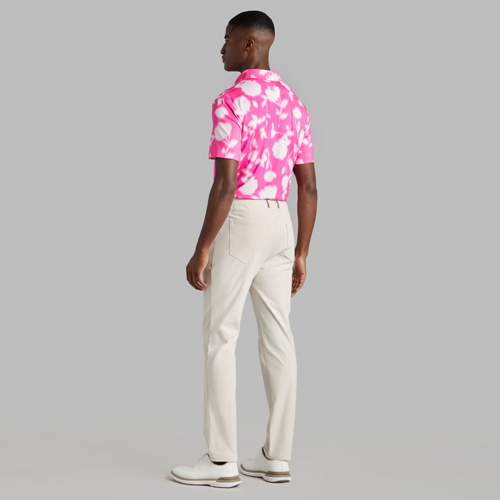 G/FORE MEN'S BLUR FLORAL TECH JERSEY POLO - KNOCKOUT PINK
