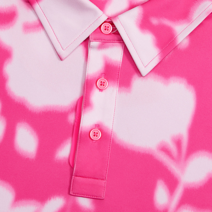 G/FORE MEN'S BLUR FLORAL TECH JERSEY POLO - KNOCKOUT PINK