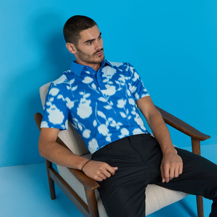 G/FORE MEN'S BLUR FLORAL TECH JERSEY POLO - LISBON