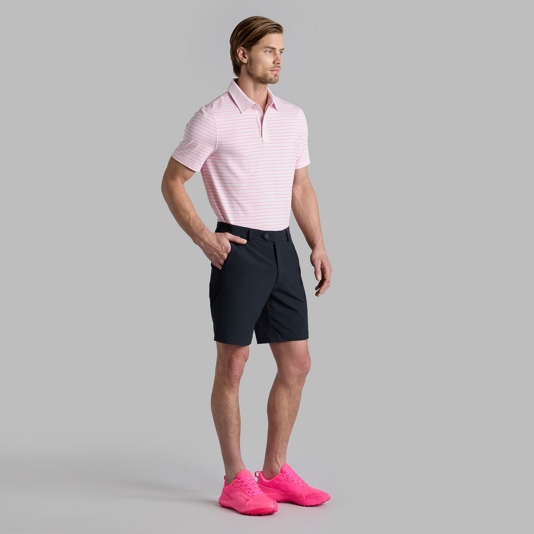 G/FORE MEN'S FEEDER STRIPE TECH JERSEY POLO - BLUSH