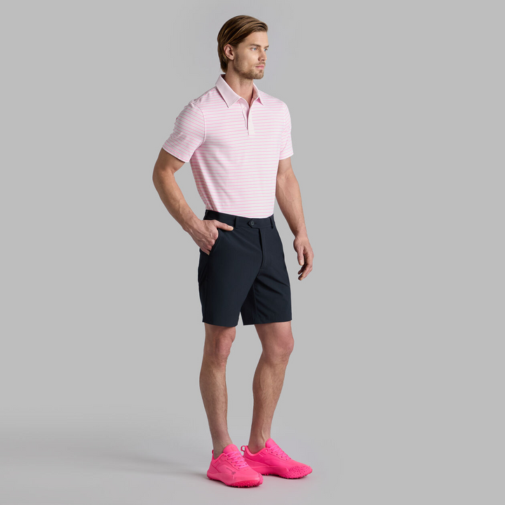 G/FORE MEN'S FEEDER STRIPE TECH JERSEY POLO - BLUSH