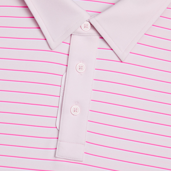 G/FORE MEN'S FEEDER STRIPE TECH JERSEY POLO - BLUSH