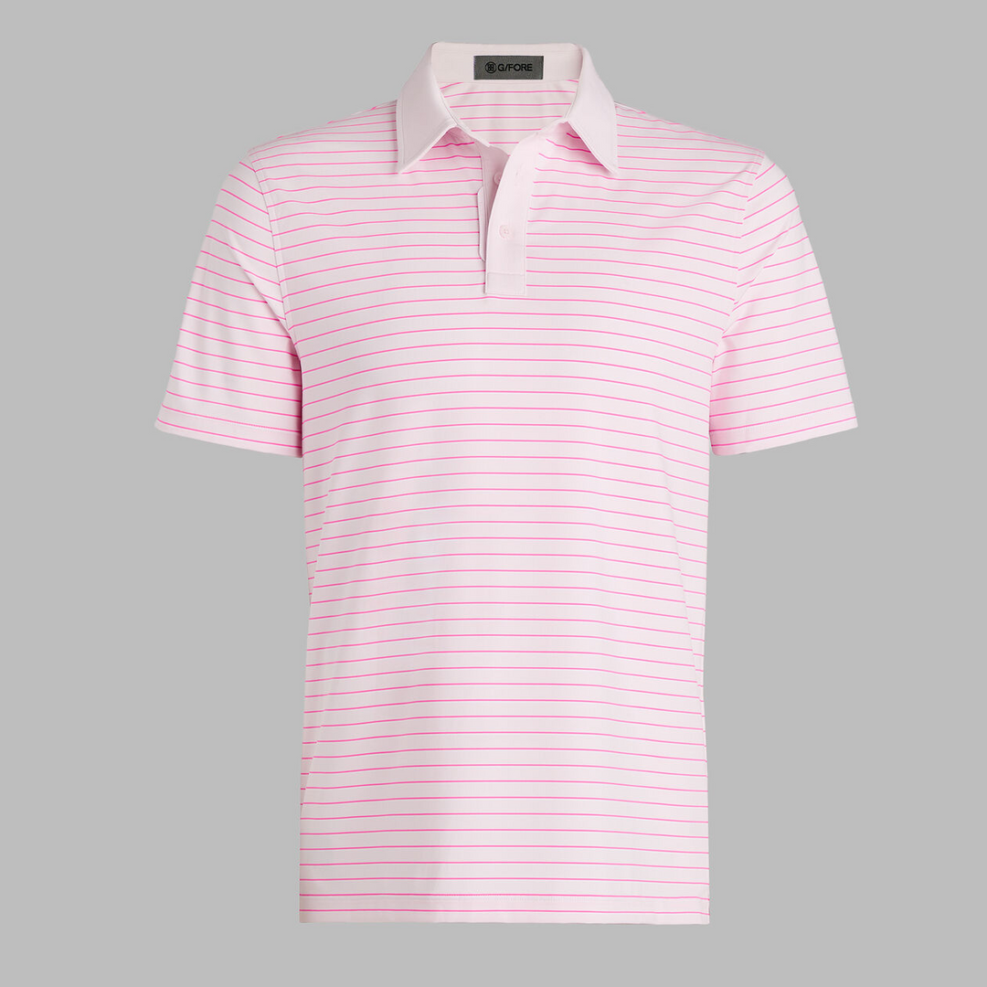 G/FORE MEN'S FEEDER STRIPE TECH JERSEY POLO - BLUSH
