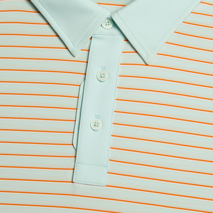 G/FORE MEN'S FEEDER STRIPE TECH JERSEY POLO - DAY BREAK