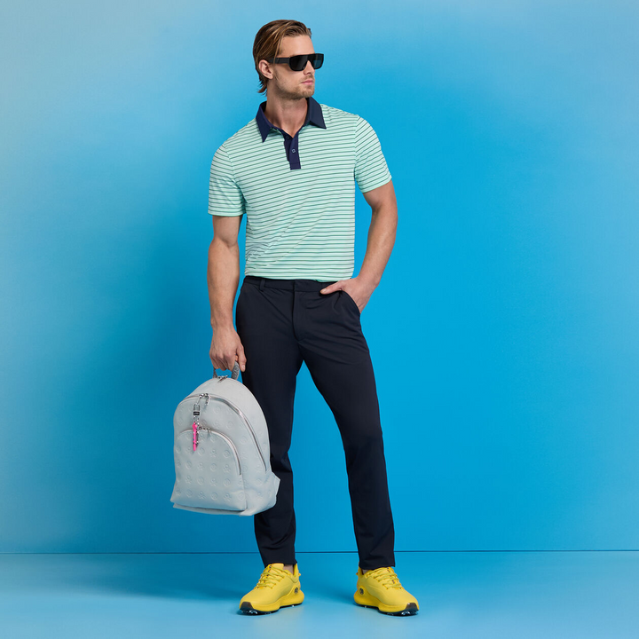 G/FORE MEN'S FEEDER STRIPE TECH JERSEY POLO - MENTHOL