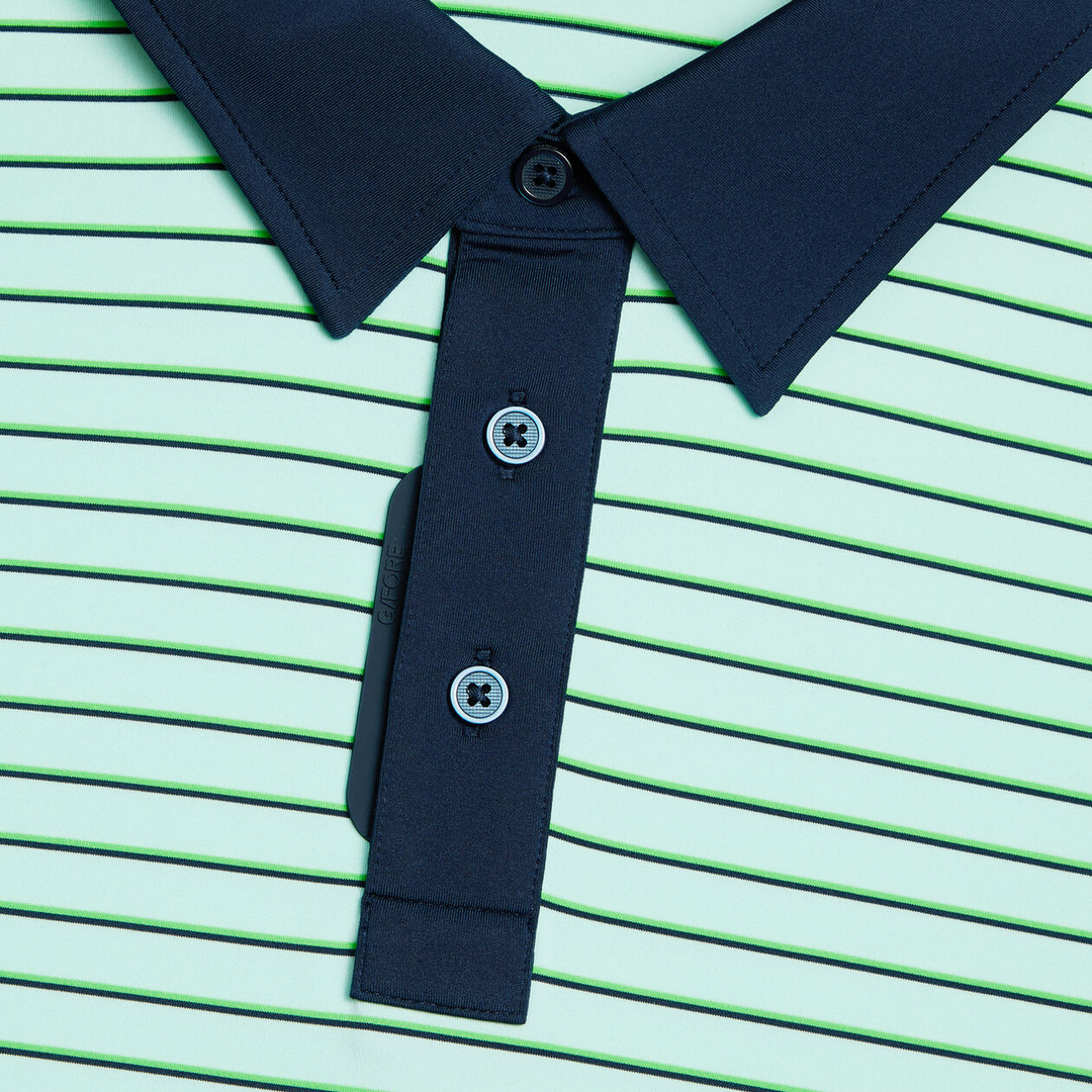 G/FORE MEN'S FEEDER STRIPE TECH JERSEY POLO - MENTHOL