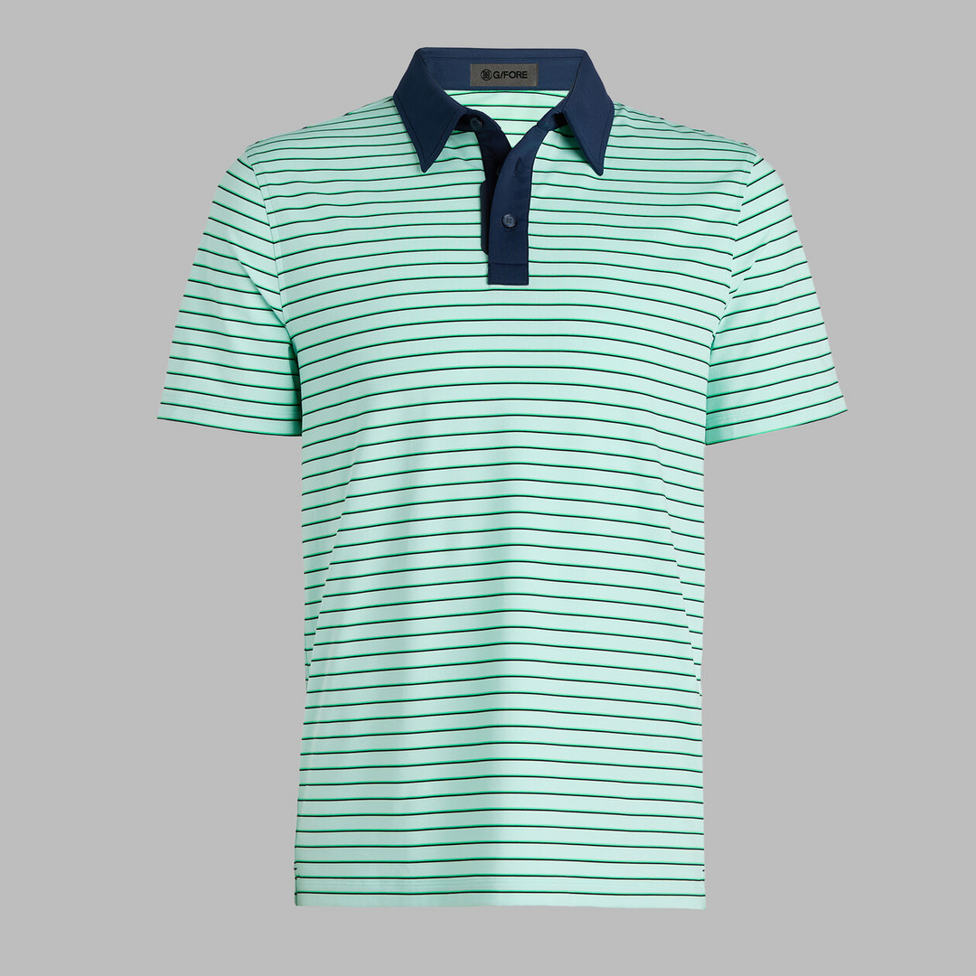 G/FORE MEN'S FEEDER STRIPE TECH JERSEY POLO - MENTHOL