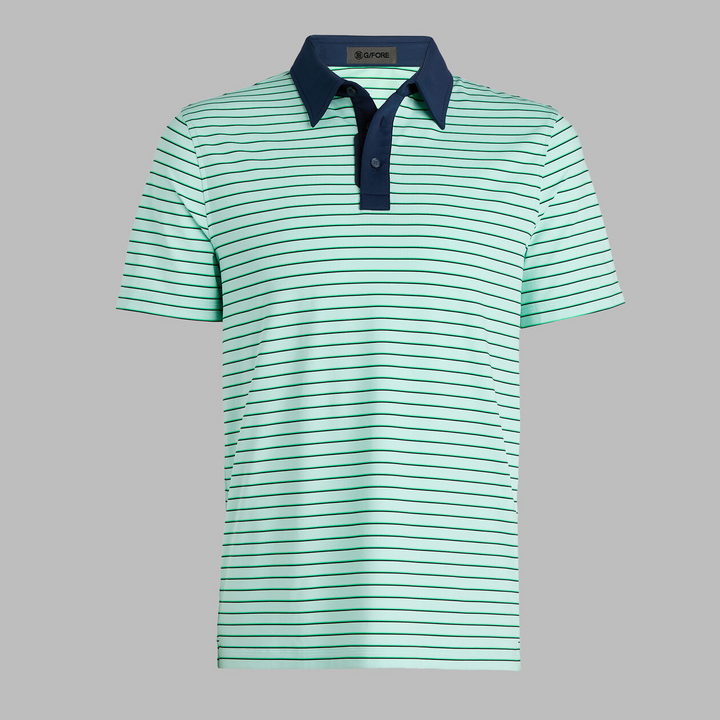 G/FORE MEN'S FEEDER STRIPE TECH JERSEY POLO - MENTHOL