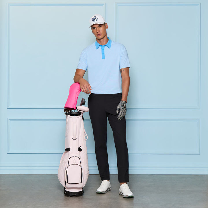 G/FORE MEN'S FEEDER STRIPE FINE TECH JERSEY POLO - AZUL
