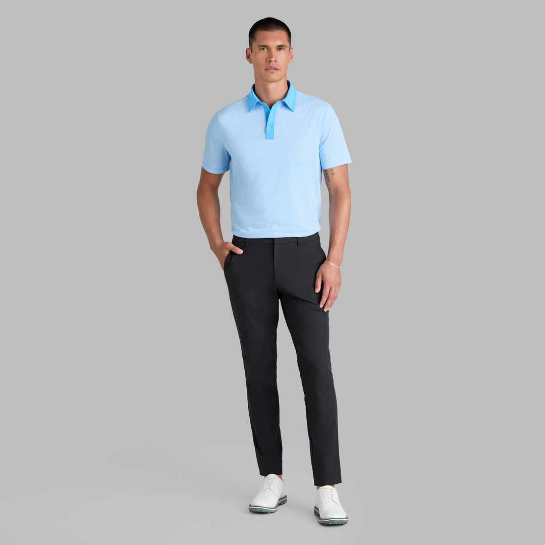 G/FORE MEN'S FEEDER STRIPE FINE TECH JERSEY POLO - AZUL