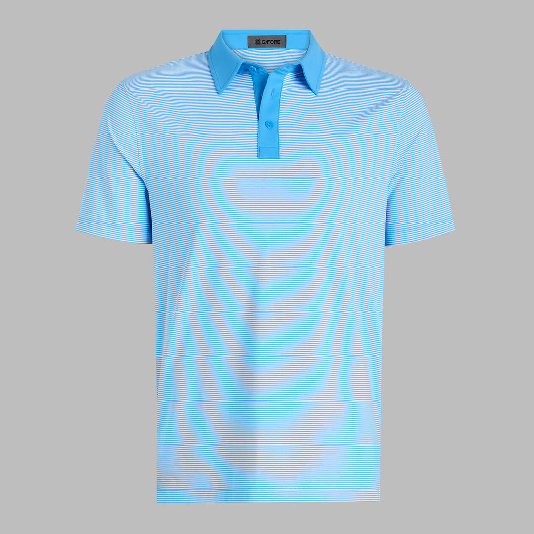 G/FORE MEN'S FEEDER STRIPE FINE TECH JERSEY POLO - AZUL