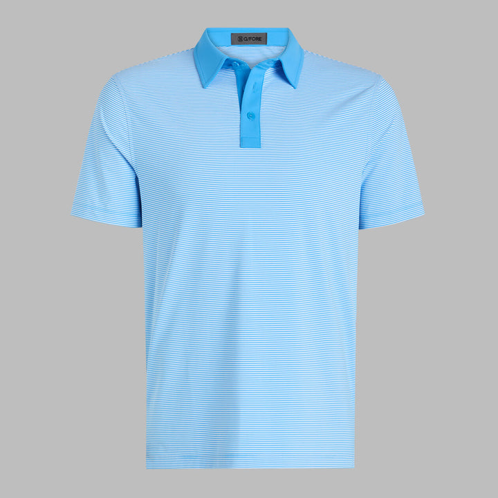 G/FORE MEN'S FEEDER STRIPE FINE TECH JERSEY POLO - AZUL