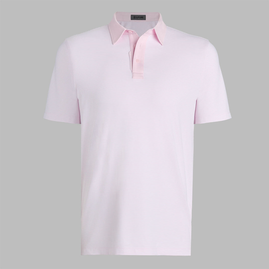 G/FORE MEN'S FEEDER STRIPE FINE TECH JERSEY POLO - BLUSH