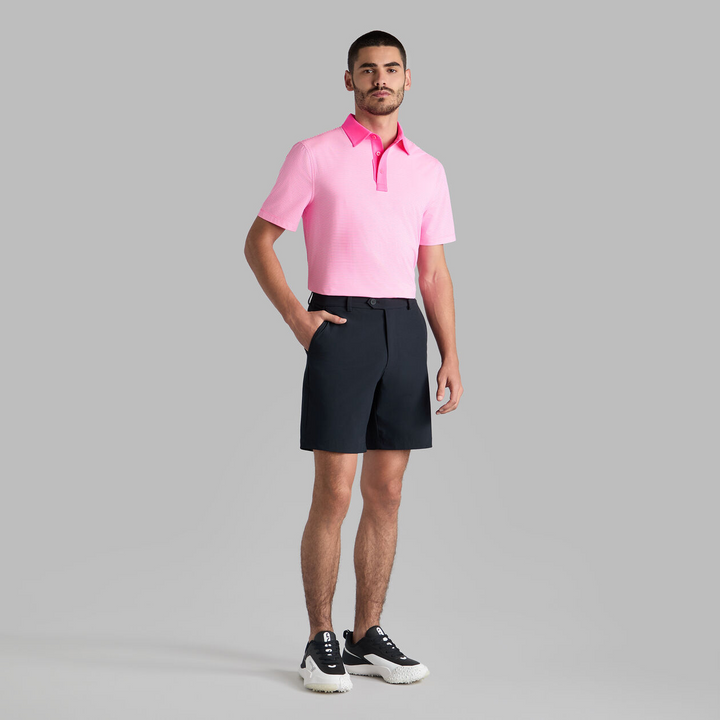 G/FORE MEN'S FEEDER STRIPE FINE TECH JERSEY POLO - KNOCKOUT PINK