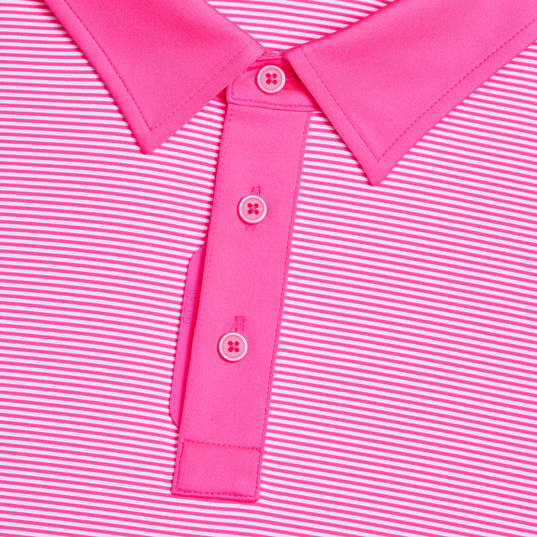 G/FORE MEN'S FEEDER STRIPE FINE TECH JERSEY POLO - KNOCKOUT PINK