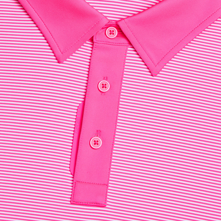 G/FORE MEN'S FEEDER STRIPE FINE TECH JERSEY POLO - KNOCKOUT PINK