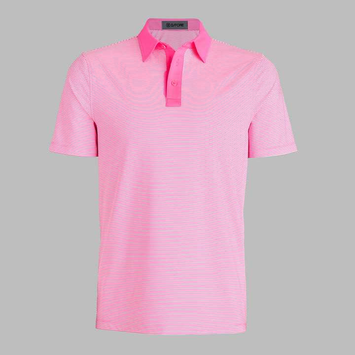 G/FORE MEN'S FEEDER STRIPE FINE TECH JERSEY POLO - KNOCKOUT PINK