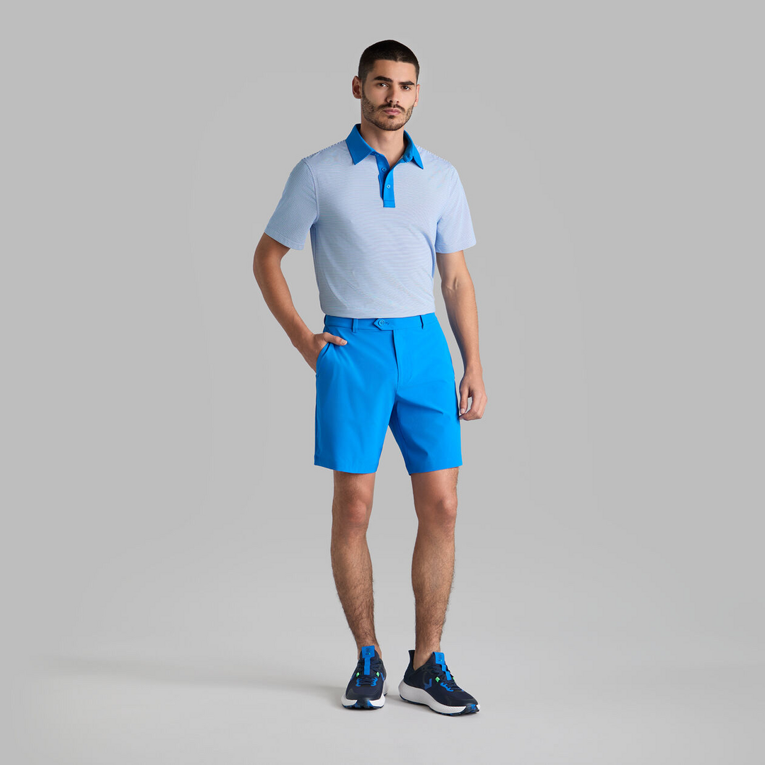 G/FORE MEN'S FEEDER STRIPE FINE TECH JERSEY POLO - LISBON