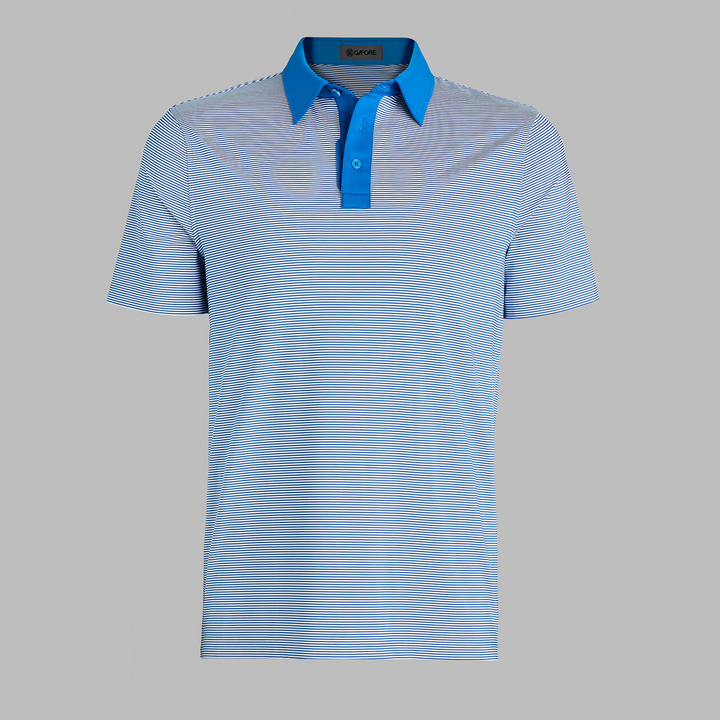G/FORE MEN'S FEEDER STRIPE FINE TECH JERSEY POLO - LISBON