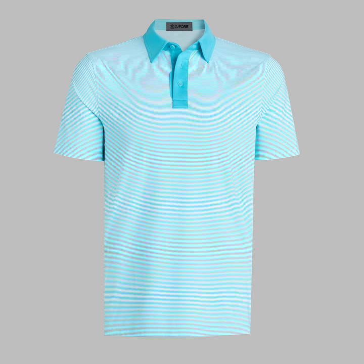 G/FORE MEN'S FEEDER STRIPE FINE TECH JERSEY POLO - MOSAIC