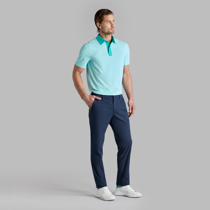G/FORE MEN'S FEEDER STRIPE FINE TECH JERSEY POLO - SIREN