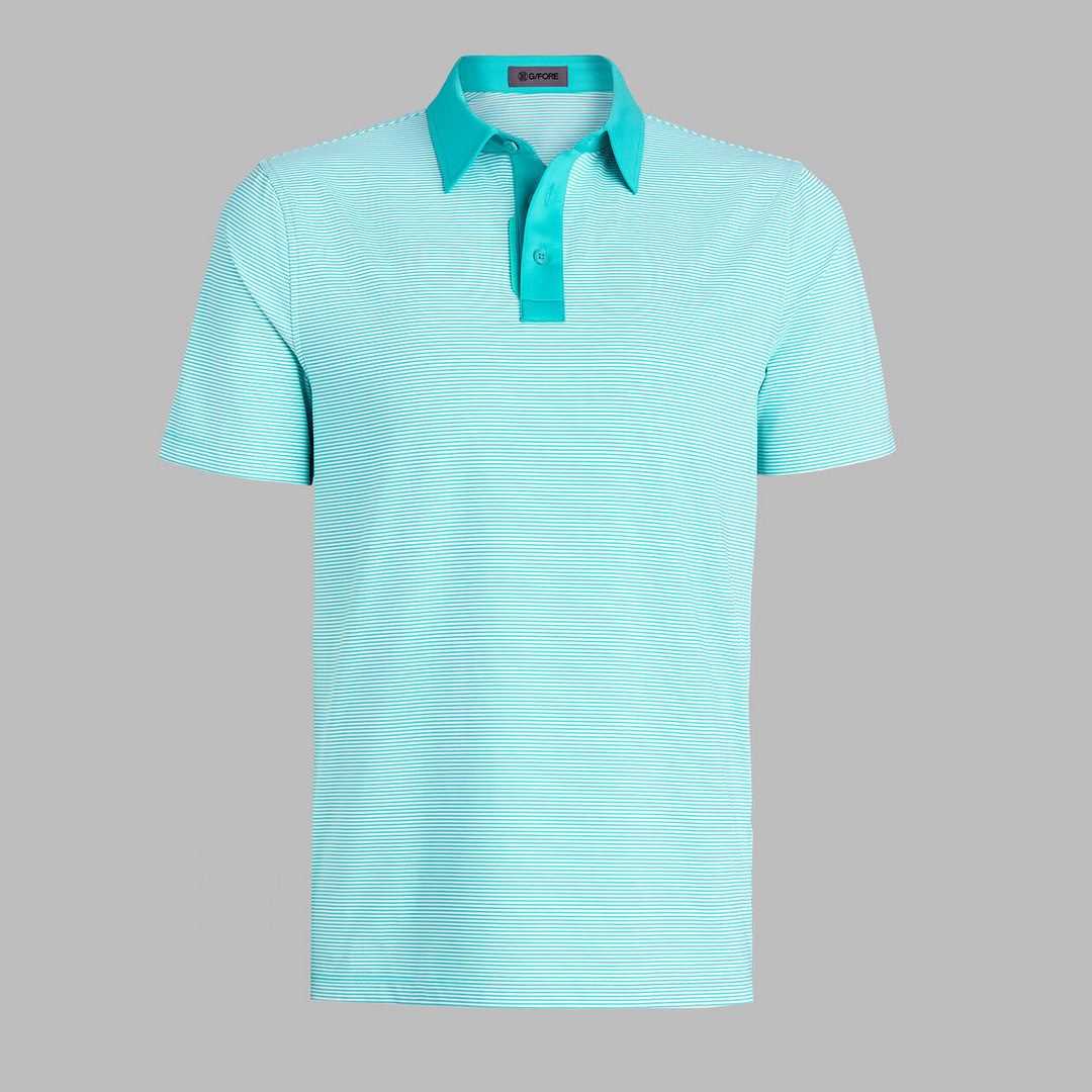 G/FORE MEN'S FEEDER STRIPE FINE TECH JERSEY POLO - SIREN