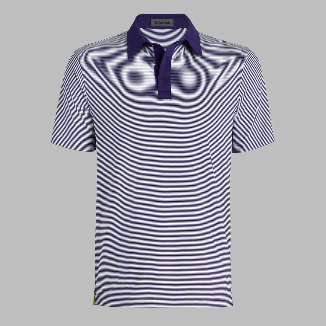 G/FORE MEN'S FEEDER STRIPE FINE TECH JERSEY POLO - WISTERIA