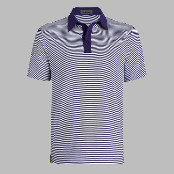 G/FORE MEN'S FEEDER STRIPE FINE TECH JERSEY POLO - WISTERIA
