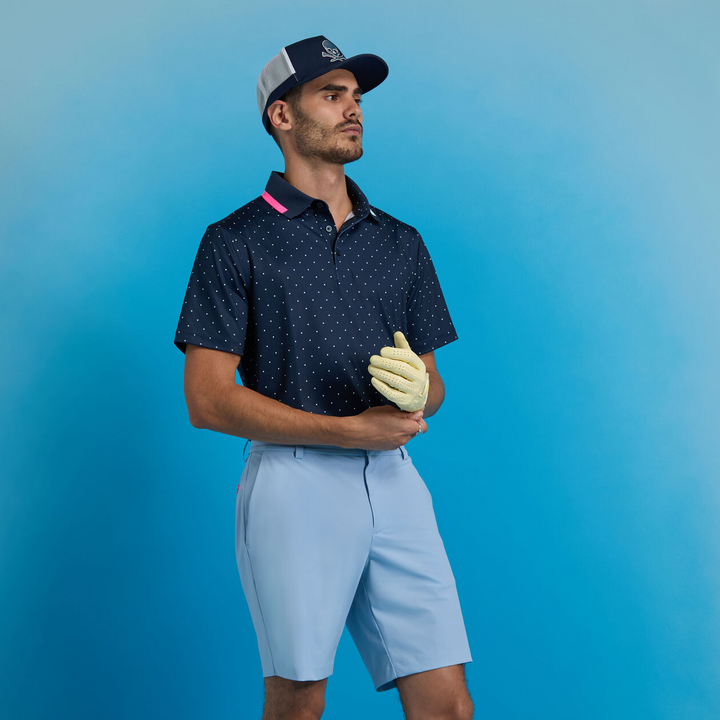 G/FORE MEN'S POLKA DOT TECH JERSEY POLO - TWILIGHT