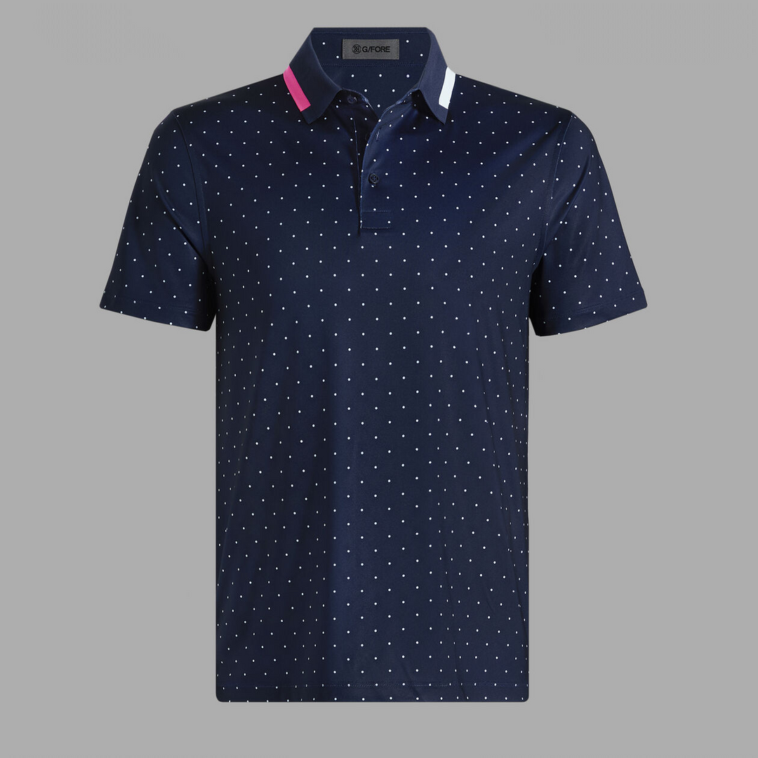 G/FORE MEN'S POLKA DOT TECH JERSEY POLO - TWILIGHT