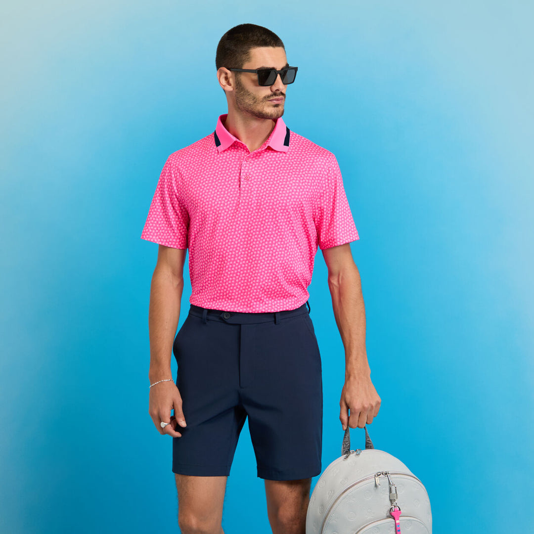 G/FORE MEN'S 3/G'S TECH JERSEY POLO - KNOCKOUT PINK