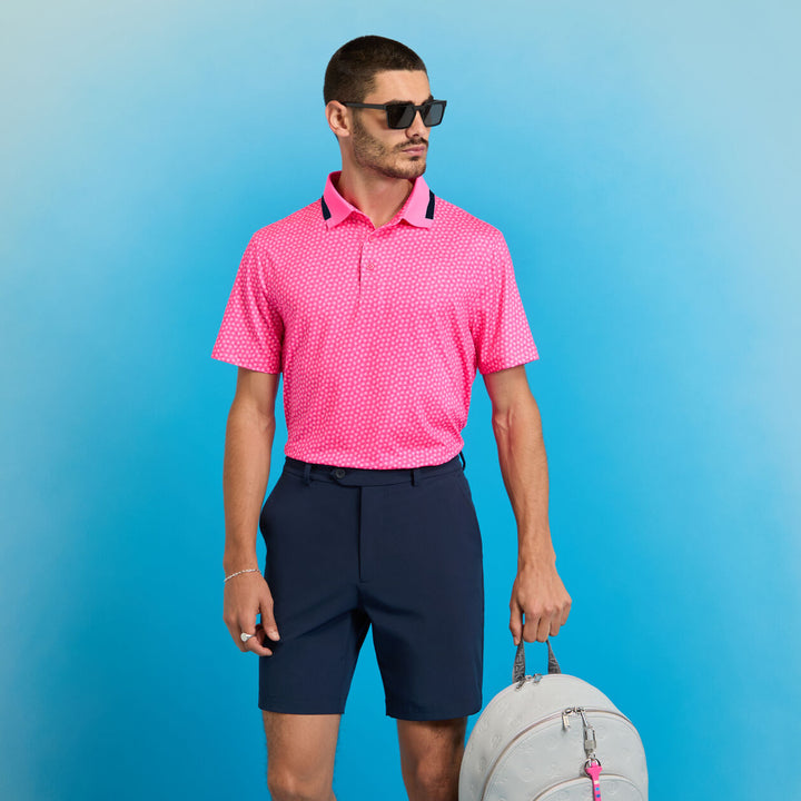 G/FORE MEN'S 3/G'S TECH JERSEY POLO - KNOCKOUT PINK