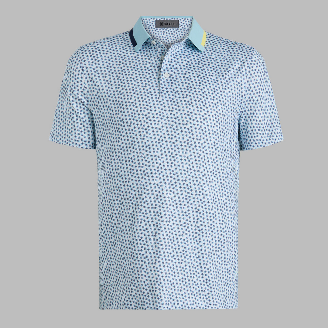 G/FORE MEN'S TRIPLE/G TECH JERSEY POLO - SNOW / CENOTE