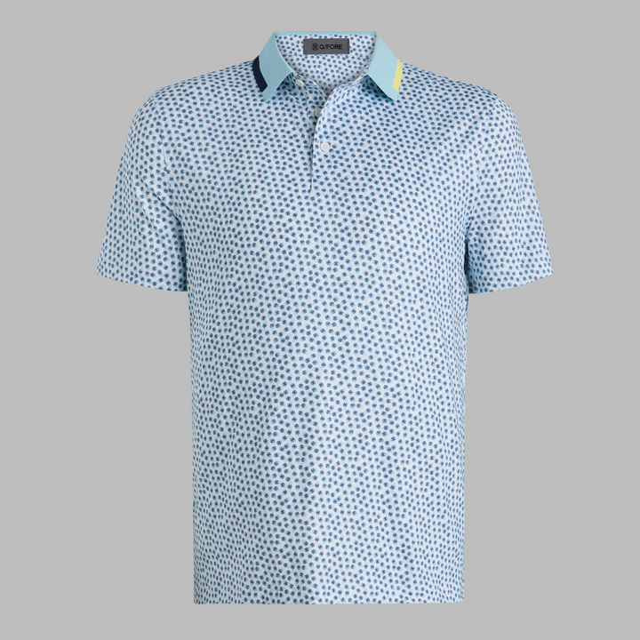 G/FORE MEN'S TRIPLE/G TECH JERSEY POLO - SNOW / CENOTE