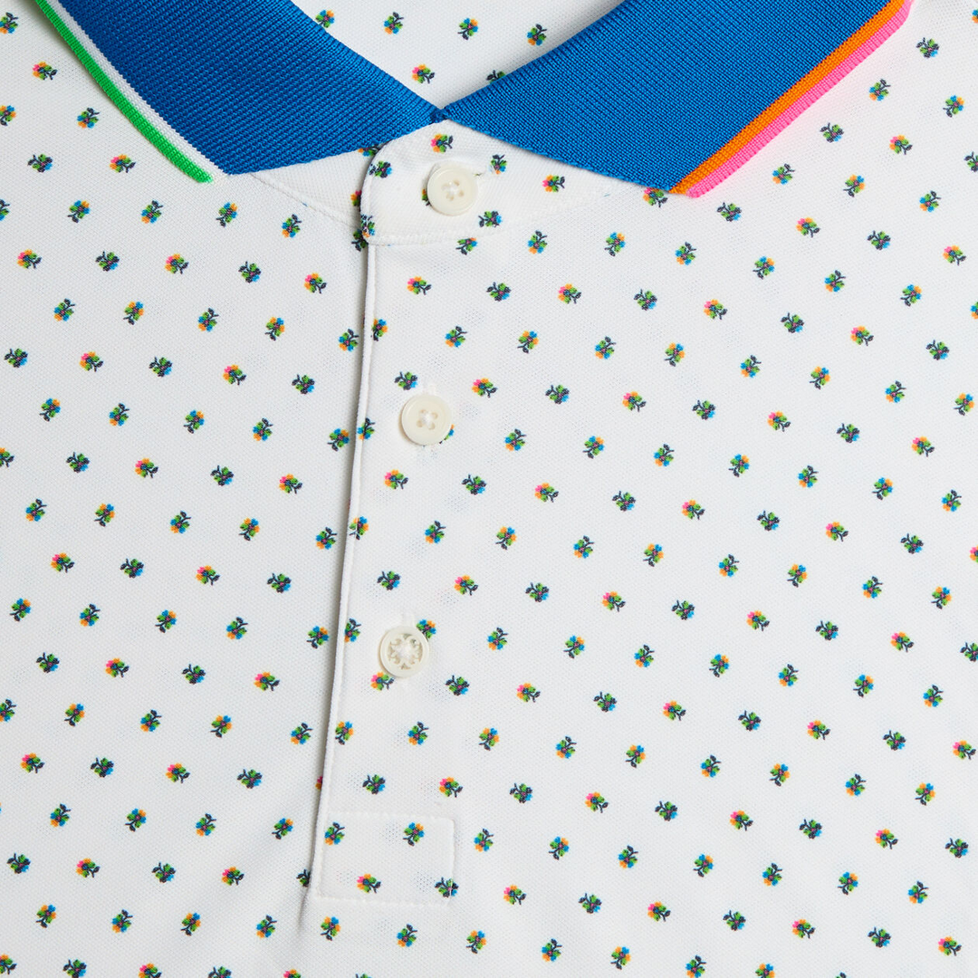 G/FORE MEN'S DITSY FLORAL TECH PIQUÉ PERFORMANCE POLO - SNOW