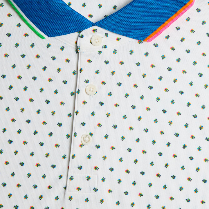 G/FORE MEN'S DITSY FLORAL TECH PIQUÉ PERFORMANCE POLO - SNOW