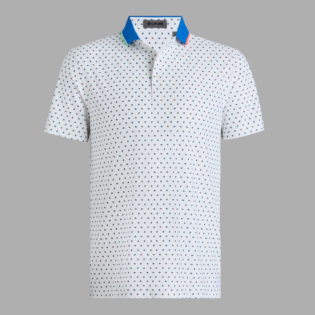 G/FORE MEN'S DITSY FLORAL TECH PIQUÉ PERFORMANCE POLO - SNOW