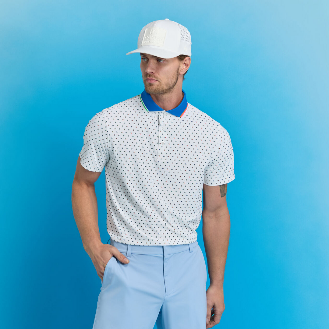 G/FORE MEN'S DITSY FLORAL TECH PIQUÉ PERFORMANCE POLO - SNOW