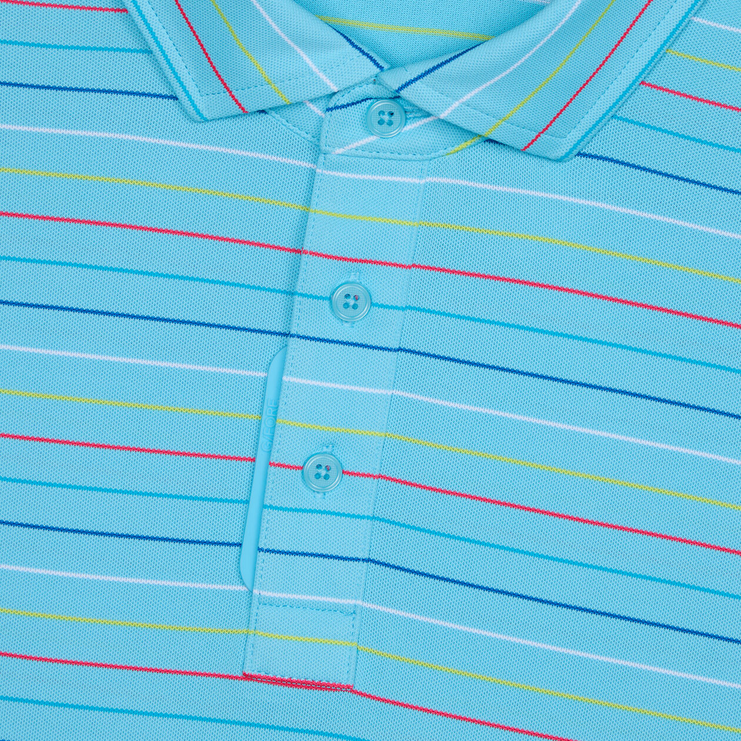 G/FORE MEN'SMULTI STRIPE TECH PIQUÉ PERFORMANCE POLO - BREEZE
