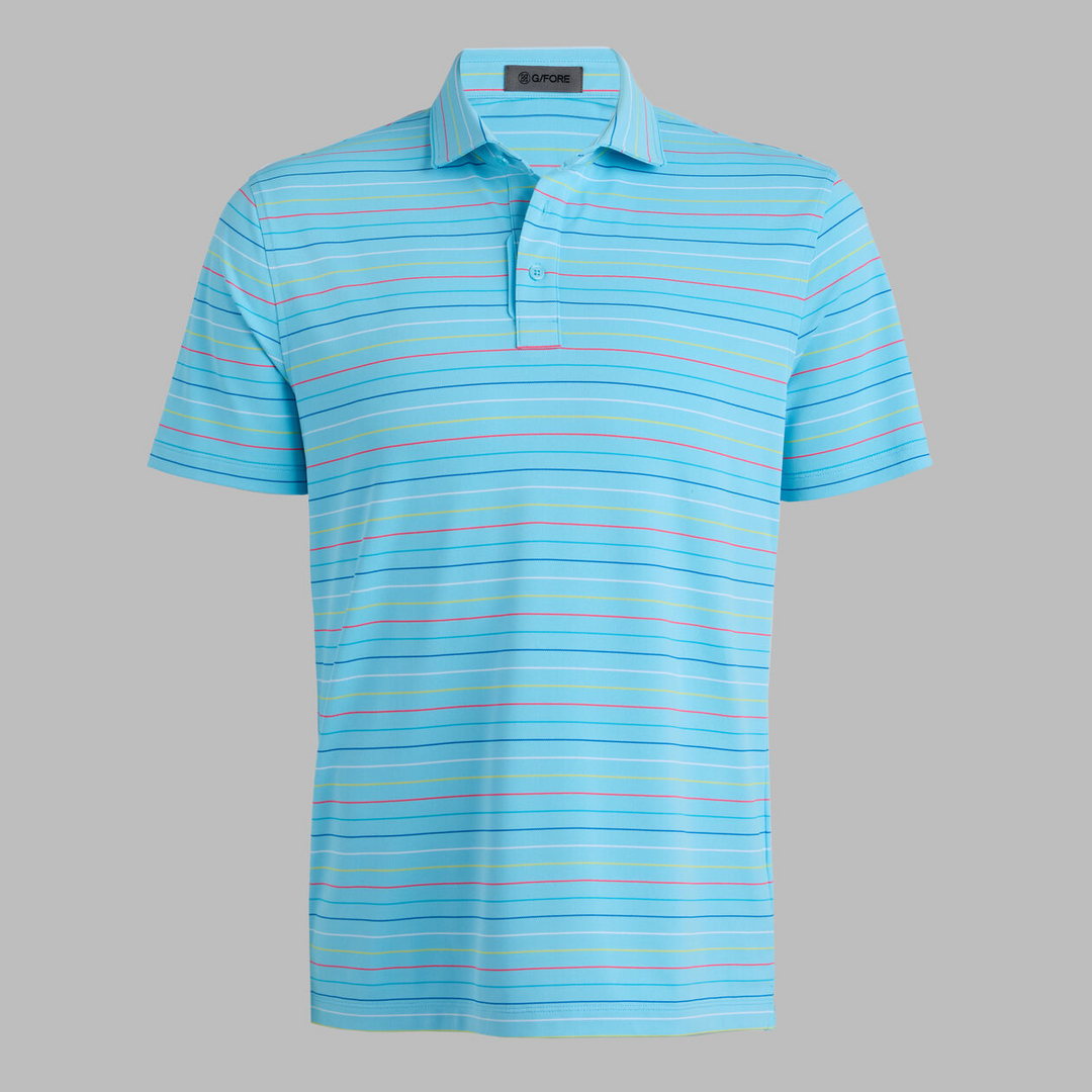 G/FORE MEN'SMULTI STRIPE TECH PIQUÉ PERFORMANCE POLO - BREEZE