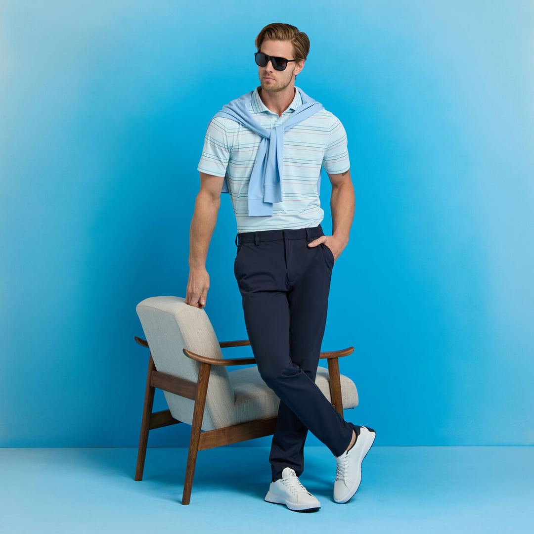 G/FORE MEN'SMULTI STRIPE TECH PIQUÉ PERFORMANCE POLO - DAYBREAK