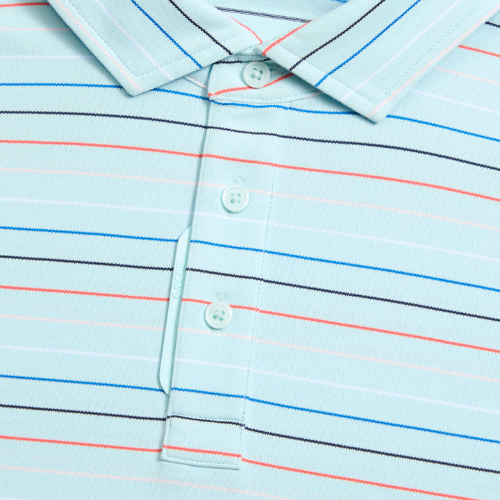 G/FORE MEN'SMULTI STRIPE TECH PIQUÉ PERFORMANCE POLO - DAYBREAK