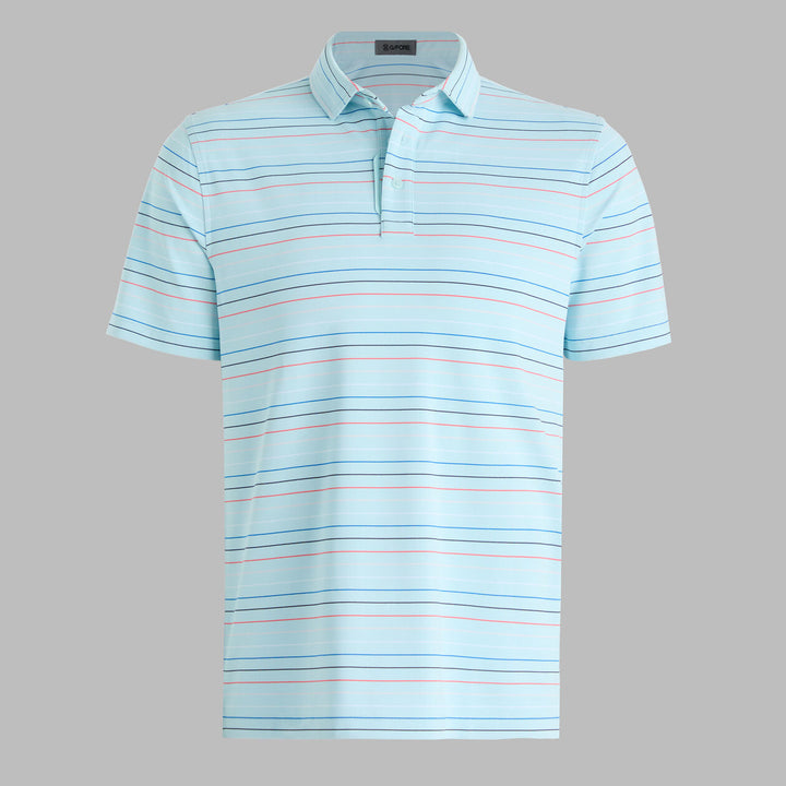 G/FORE MEN'SMULTI STRIPE TECH PIQUÉ PERFORMANCE POLO - DAYBREAK