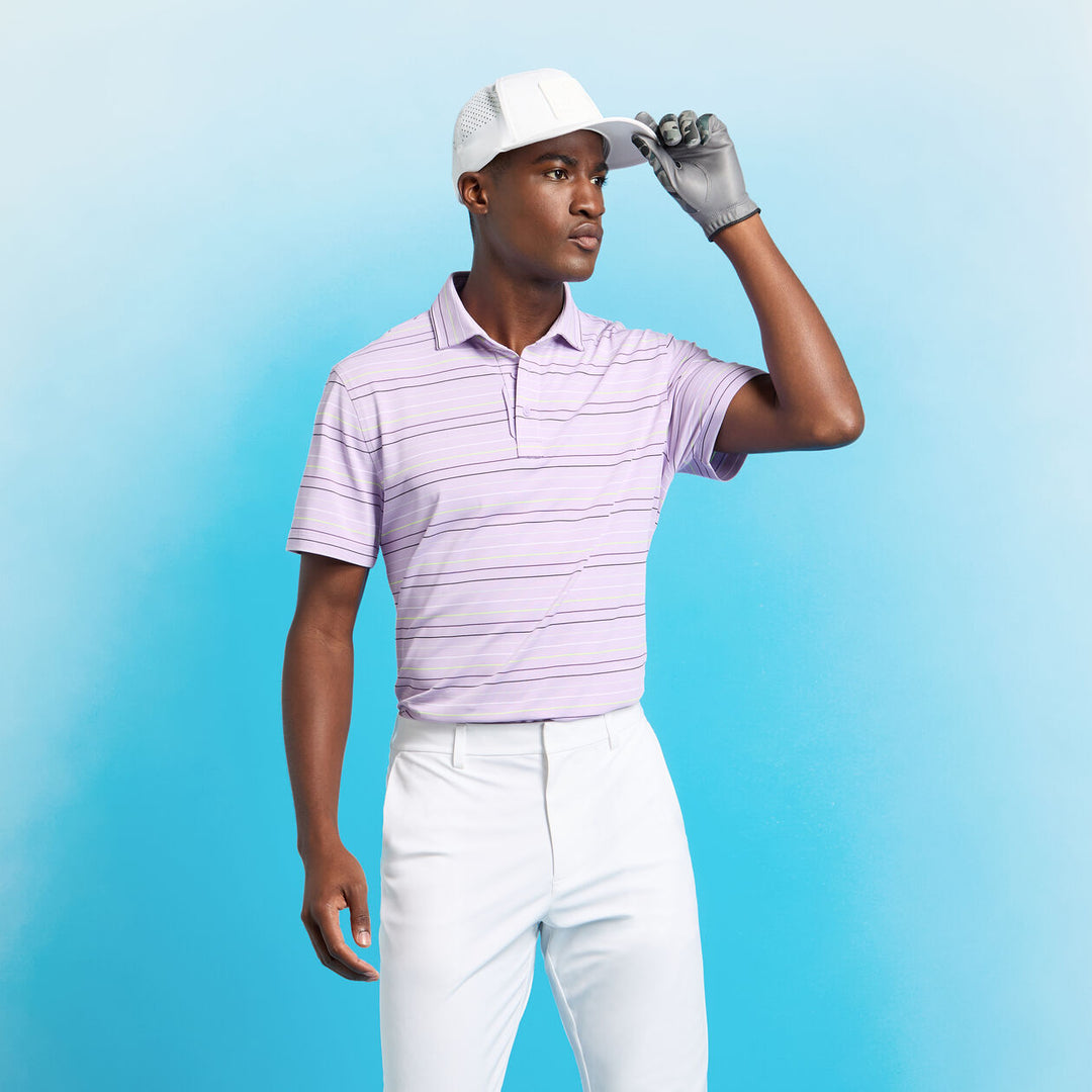 G/FORE MEN'SMULTI STRIPE TECH PIQUÉ PERFORMANCE POLO - IRIS