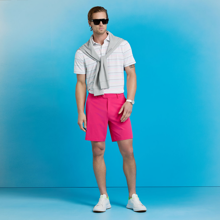 G/FORE MEN'SMULTI STRIPE TECH PIQUÉ PERFORMANCE POLO - SNOW