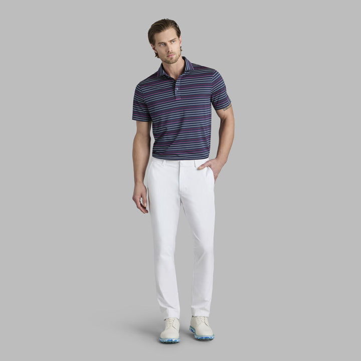 G/FORE MEN'SMULTI STRIPE TECH PIQUÉ PERFORMANCE POLO - TWILIGHT / LAVA